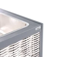 Set cucina da esterno 4 elementi con lavello MIRADOR Rattan sintetico (PE) Grigio