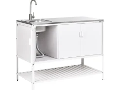 Set cucina da esterno 2 elementi con lavello MAENZA Metallo Bianco