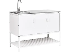 Set cucina da esterno 2 elementi con lavello MAENZA Metallo Bianco