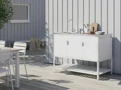 Set cucina da esterno 2 elementi con lavello MAENZA Metallo Bianco