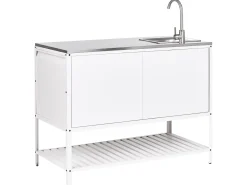 Set cucina da esterno 2 elementi con lavello MAENZA Metallo Bianco