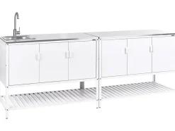 Set cucina da esterno 2 elementi con lavello MAENZA Metallo Bianco