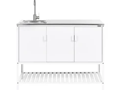 Set cucina da esterno 2 elementi con lavello MAENZA Metallo Bianco