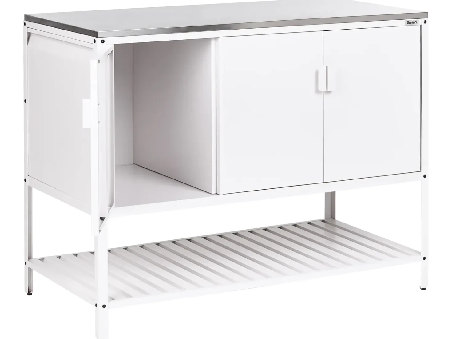 Set cucina da esterno 2 elementi con tavolo da bar MAENZA Metallo Bianco