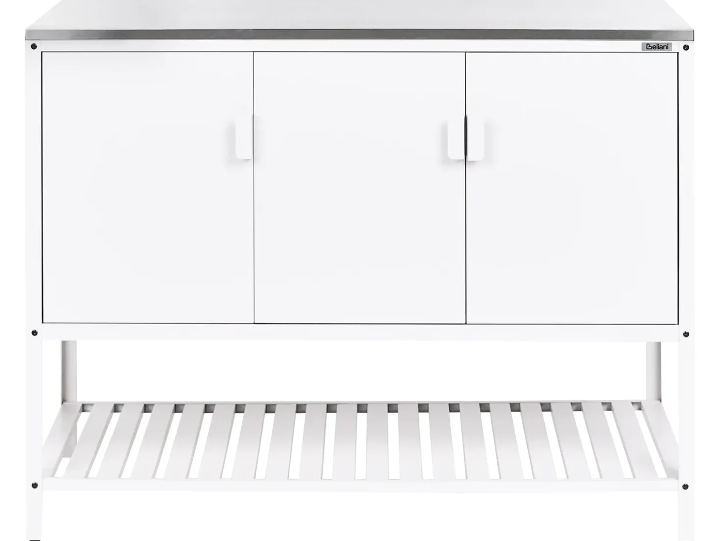 Set cucina da esterno 2 elementi con tavolo da bar MAENZA Metallo Bianco