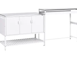 Set cucina da esterno 2 elementi con tavolo da bar MAENZA Metallo Bianco