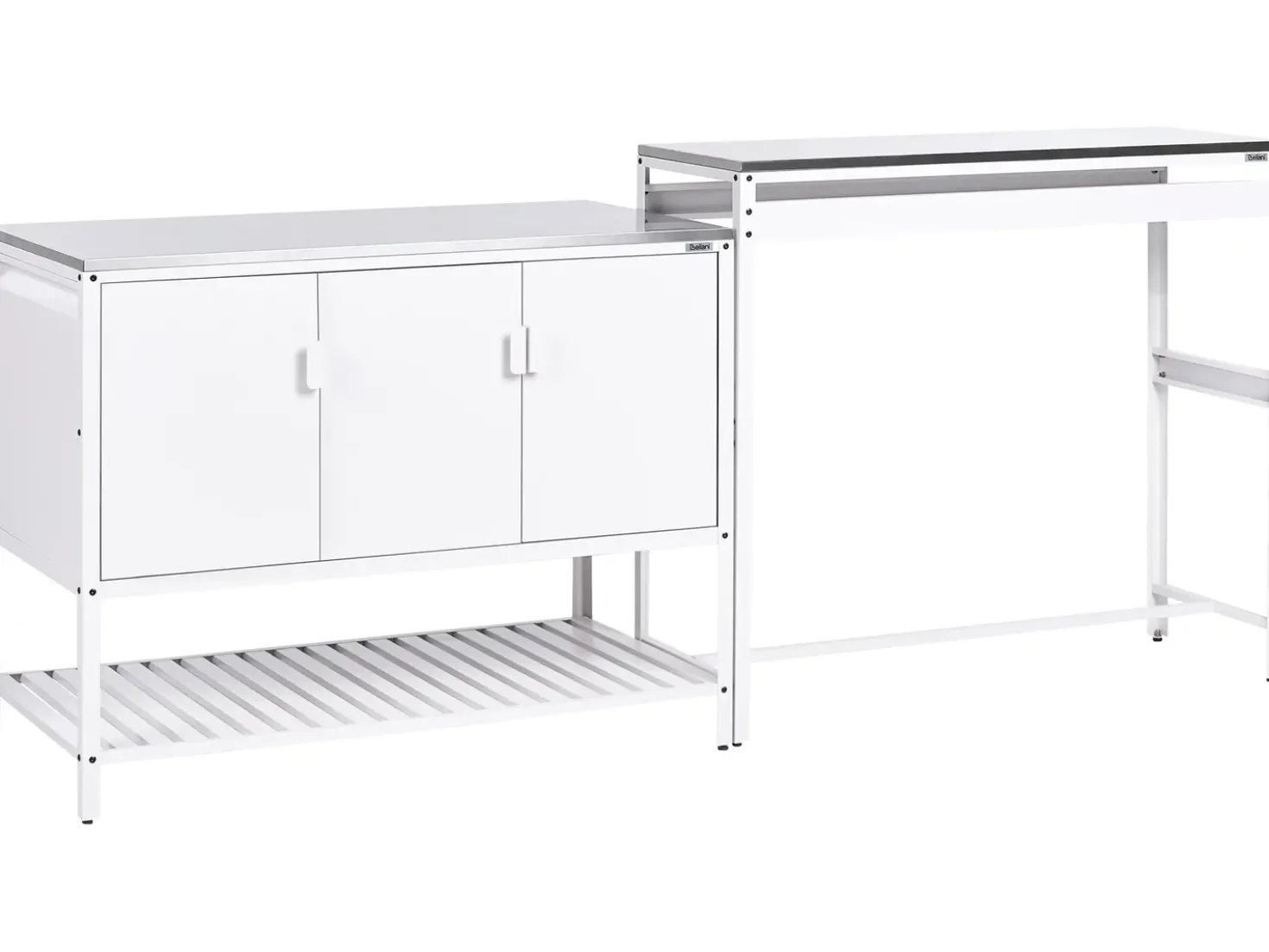 Set cucina da esterno 2 elementi con tavolo da bar MAENZA Metallo Bianco