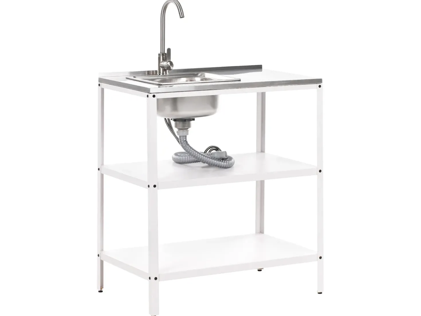 Set cucina da esterno 4 elementi con lavello VILAMA Metallo Bianco