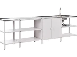 Set cucina da esterno 4 elementi con lavello VILAMA Metallo Bianco