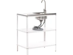 Set cucina da esterno 4 elementi con lavello VILAMA Metallo Bianco