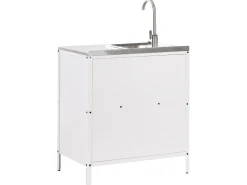 Set cucina da esterno 3 elementi con lavello VILAMA Metallo Bianco