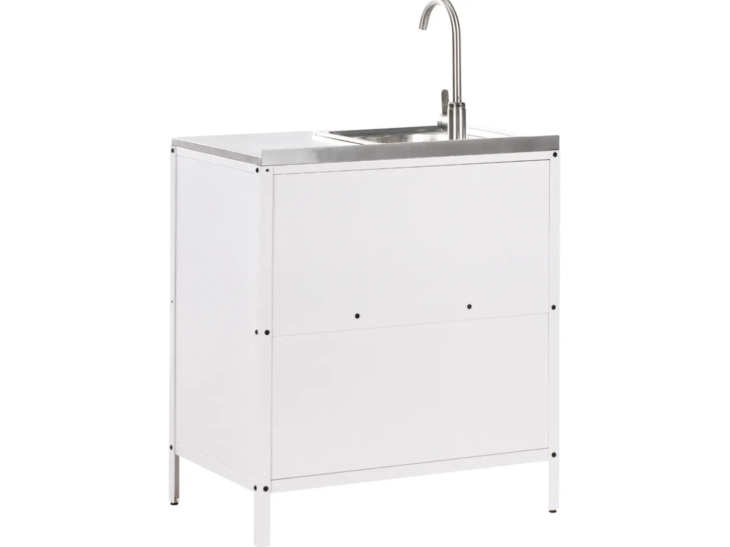 Set cucina da esterno 3 elementi con lavello VILAMA Metallo Bianco