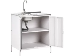 Set cucina da esterno 3 elementi con lavello VILAMA Metallo Bianco