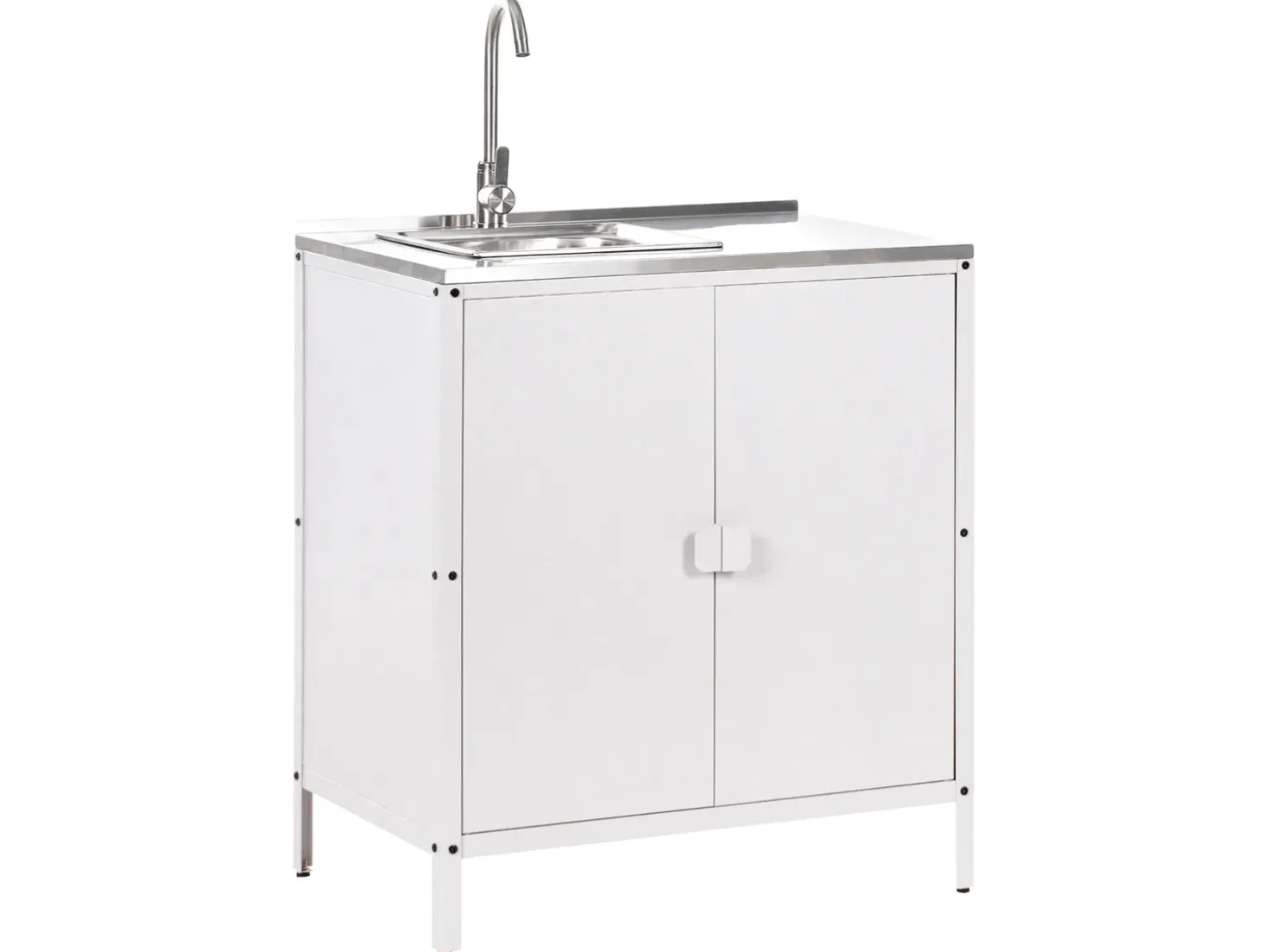 Set cucina da esterno 3 elementi con lavello VILAMA Metallo Bianco