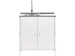 Set cucina da esterno 3 elementi con lavello VILAMA Metallo Bianco