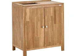 Set cucina da esterno 3 elementi con lavello VENOSA Legno d'acacia Marrone/Argento