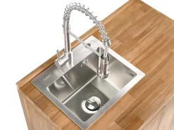 Set cucina da esterno 3 elementi con lavello VENOSA Legno d'acacia Marrone/Argento