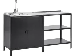 Set cucina da esterno 2 elementi con lavello VILAMA Metallo Nero