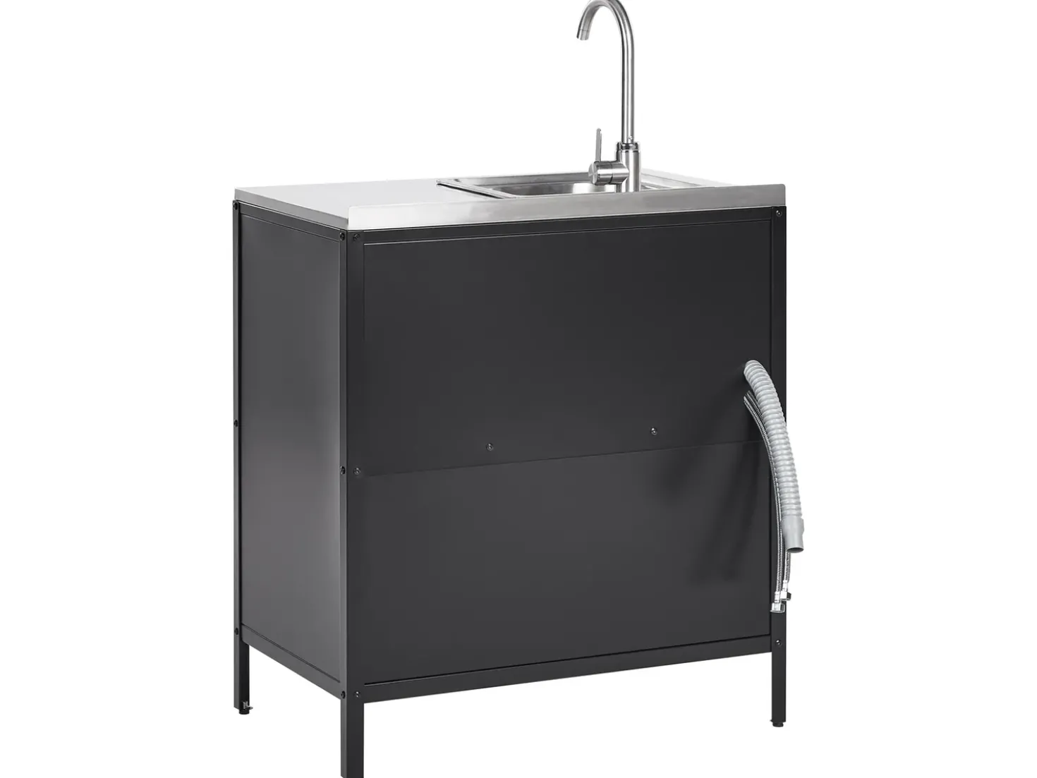 Set cucina da esterno 2 elementi con lavello VILAMA Metallo Nero