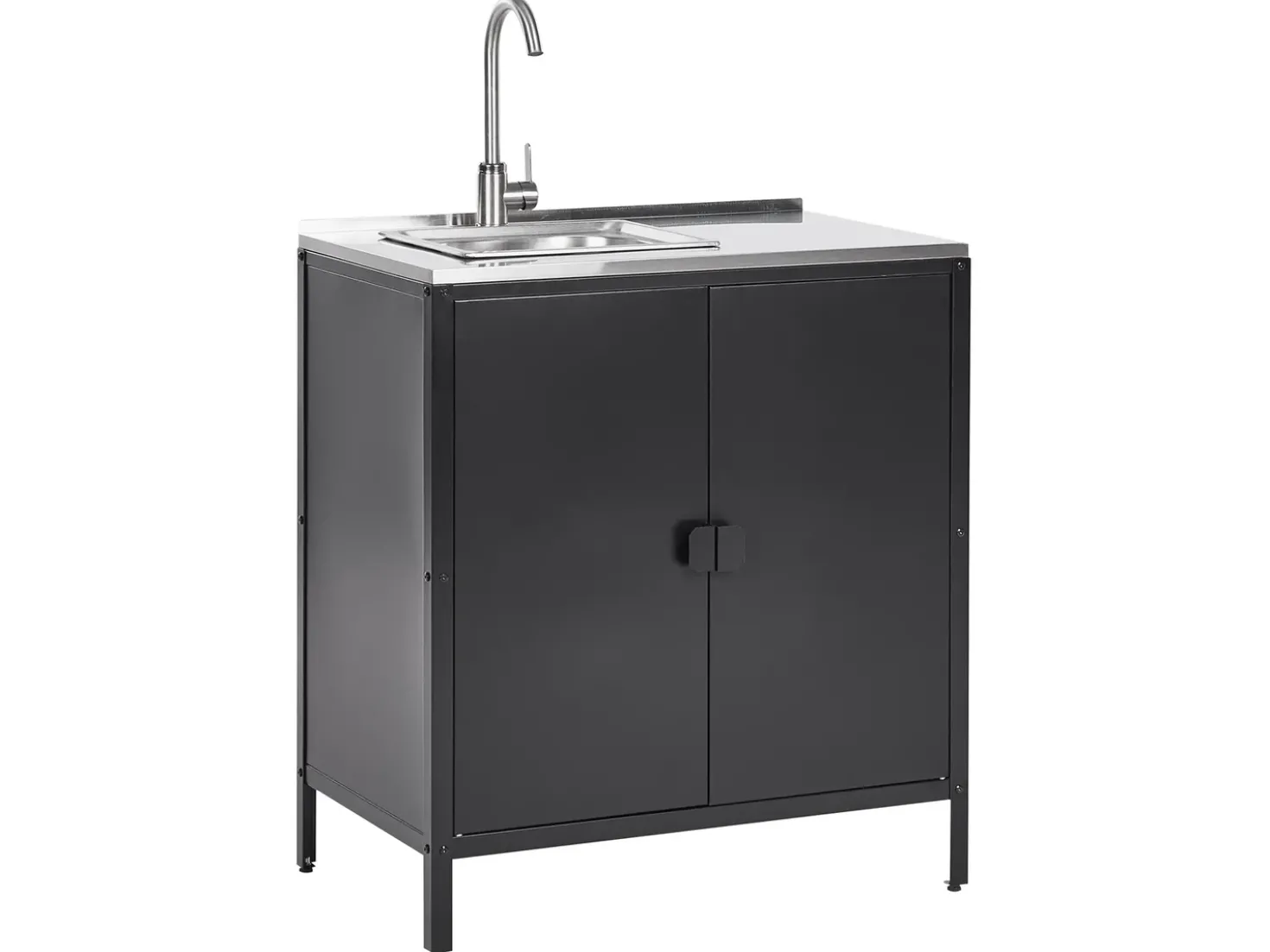 Set cucina da esterno 2 elementi con lavello VILAMA Metallo Nero