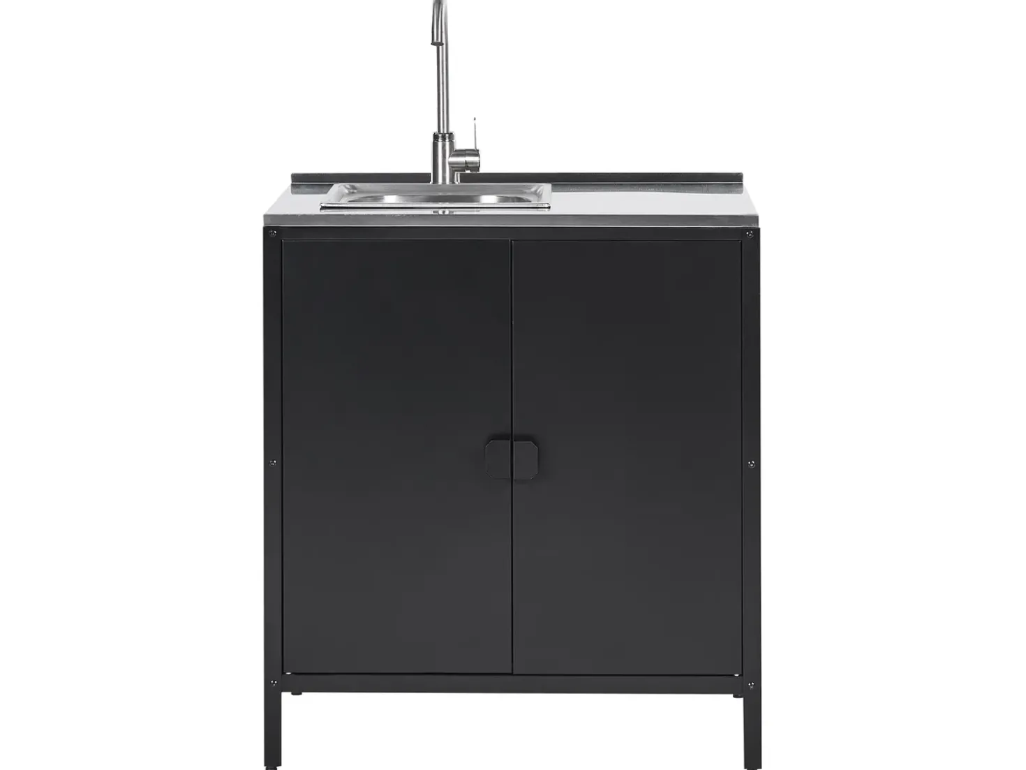 Set cucina da esterno 2 elementi con lavello VILAMA Metallo Nero