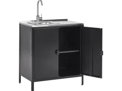 Set cucina da esterno 2 elementi con lavello VILAMA Metallo Nero