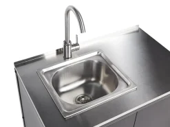 Set cucina da esterno 4 elementi con lavello VILAMA Metallo Nero