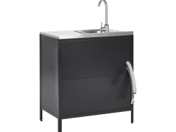 Set cucina da esterno 4 elementi con lavello VILAMA Metallo Nero