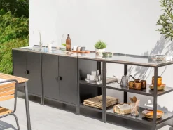 Set cucina da esterno 4 elementi con lavello VILAMA Metallo Nero