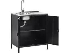Set cucina da esterno 4 elementi con lavello VILAMA Metallo Nero