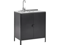Set cucina da esterno 4 elementi con lavello VILAMA Metallo Nero