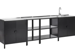 Set cucina da esterno 4 elementi con lavello VILAMA Metallo Nero