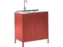 Set cucina da esterno 4 elementi con lavello VILAMA Metallo Rosso