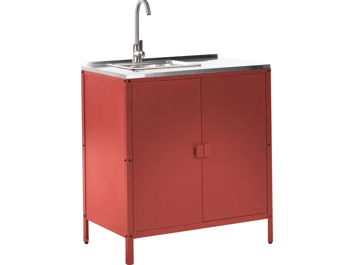 Set cucina da esterno 4 elementi con lavello VILAMA Metallo Rosso