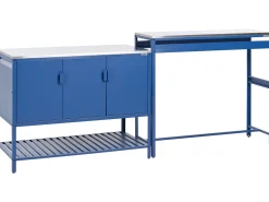 Set cucina da esterno 2 elementi con tavolo da bar MAENZA Metallo Blu