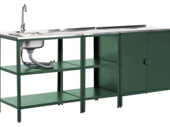 Set cucina da esterno 3 elementi con lavello VILAMA Metallo Verde