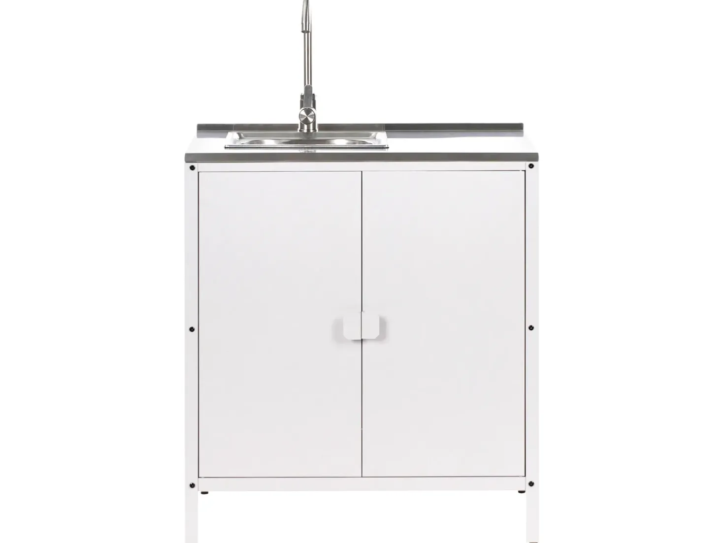 Set cucina da esterno 4 elementi con lavello VILAMA Metallo Bianco