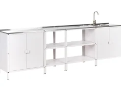 Set cucina da esterno 4 elementi con lavello VILAMA Metallo Bianco