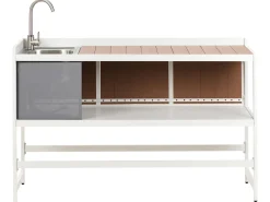 Set cucina da esterno 3 elementi con lavello ORTISEI Metallo Bianco