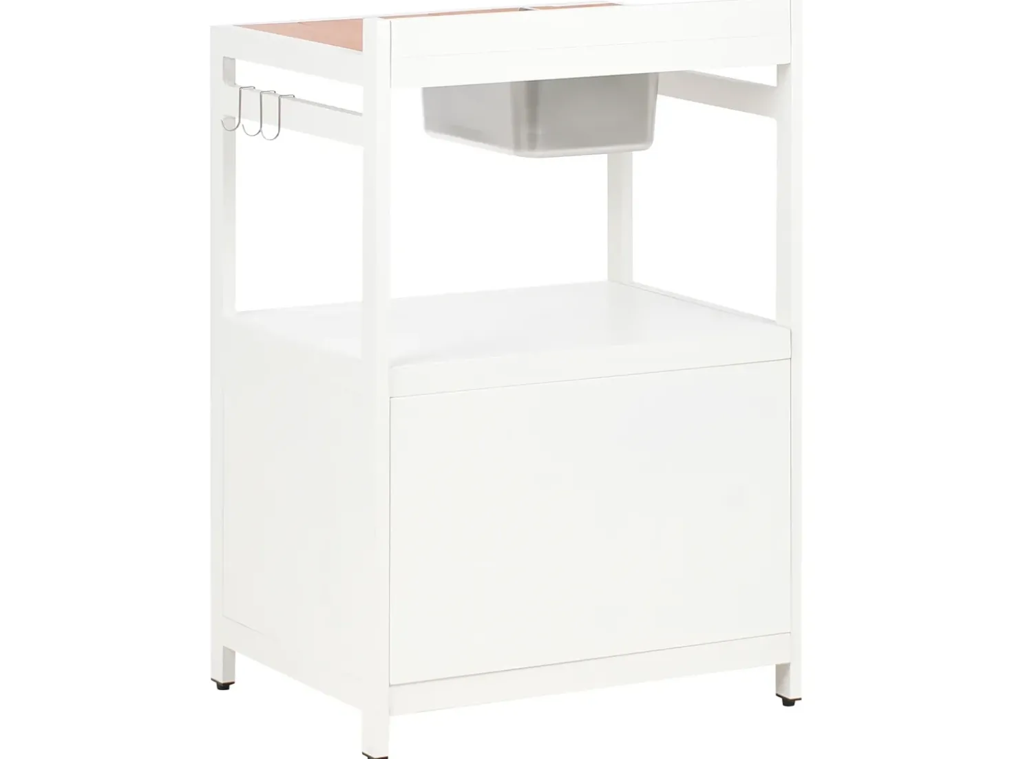 Set cucina da esterno 3 elementi con lavello ORTISEI Metallo Bianco