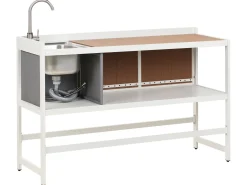 Set cucina da esterno 3 elementi con lavello ORTISEI Metallo Bianco