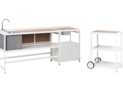 Set cucina da esterno 3 elementi con lavello ORTISEI Metallo Bianco