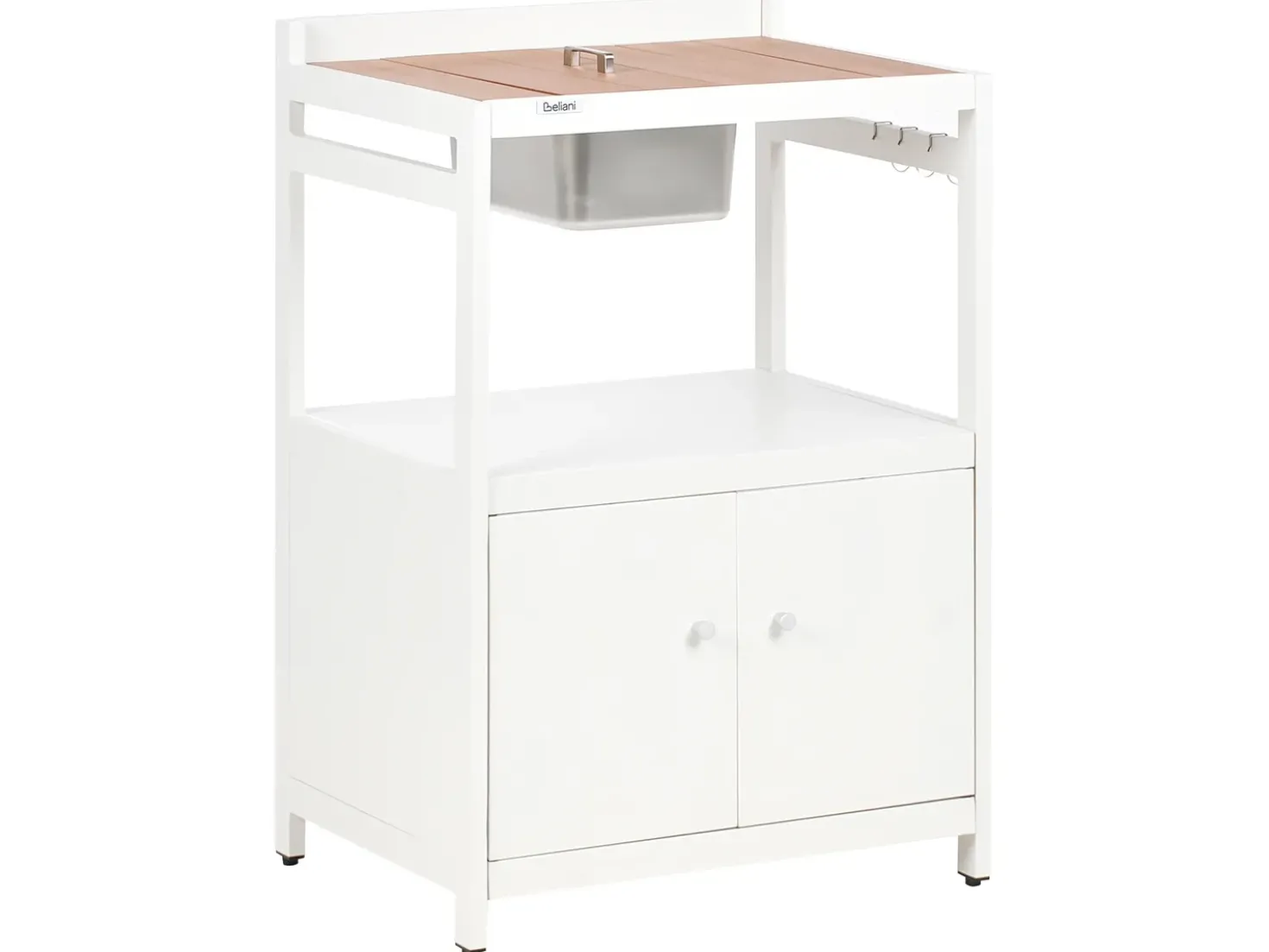 Set cucina da esterno 3 elementi con lavello ORTISEI Metallo Bianco