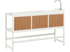 Set cucina da esterno 3 elementi con lavello ORTISEI Metallo Bianco
