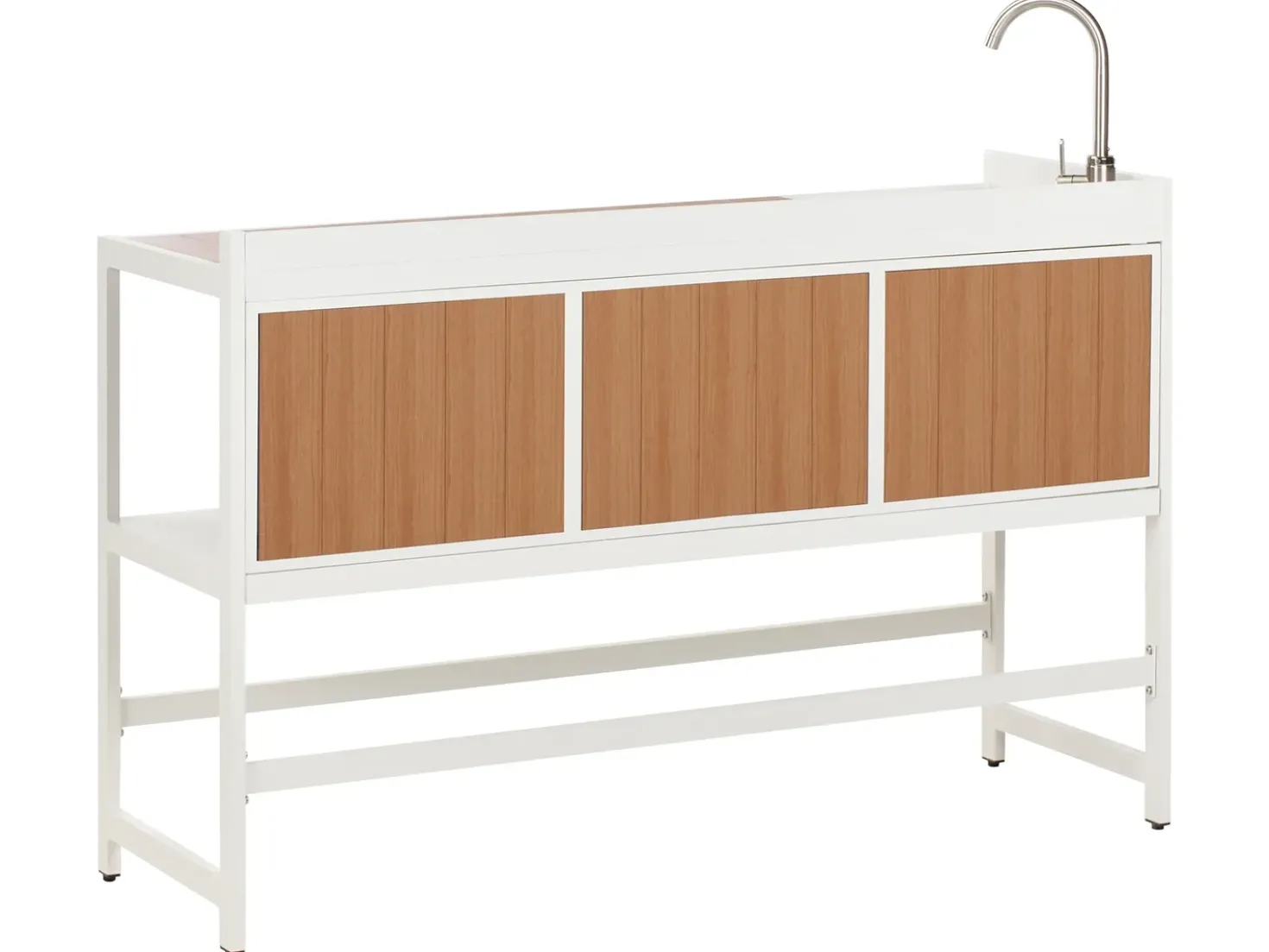 Set cucina da esterno 3 elementi con lavello ORTISEI Metallo Bianco