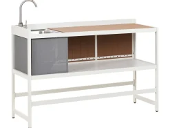 Set cucina da esterno 3 elementi con lavello ORTISEI Metallo Bianco