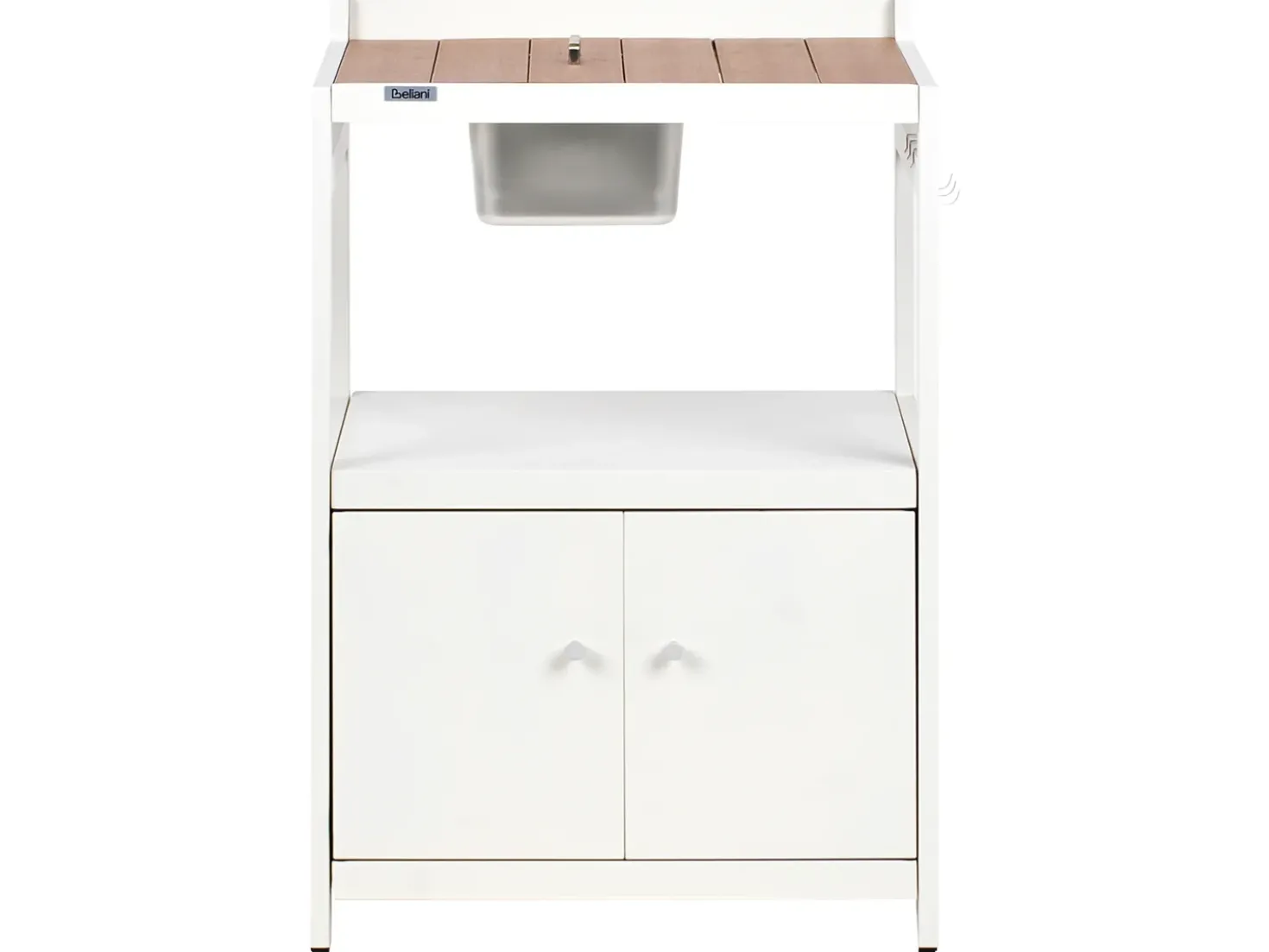 Set cucina da esterno 3 elementi con lavello ORTISEI Metallo Bianco