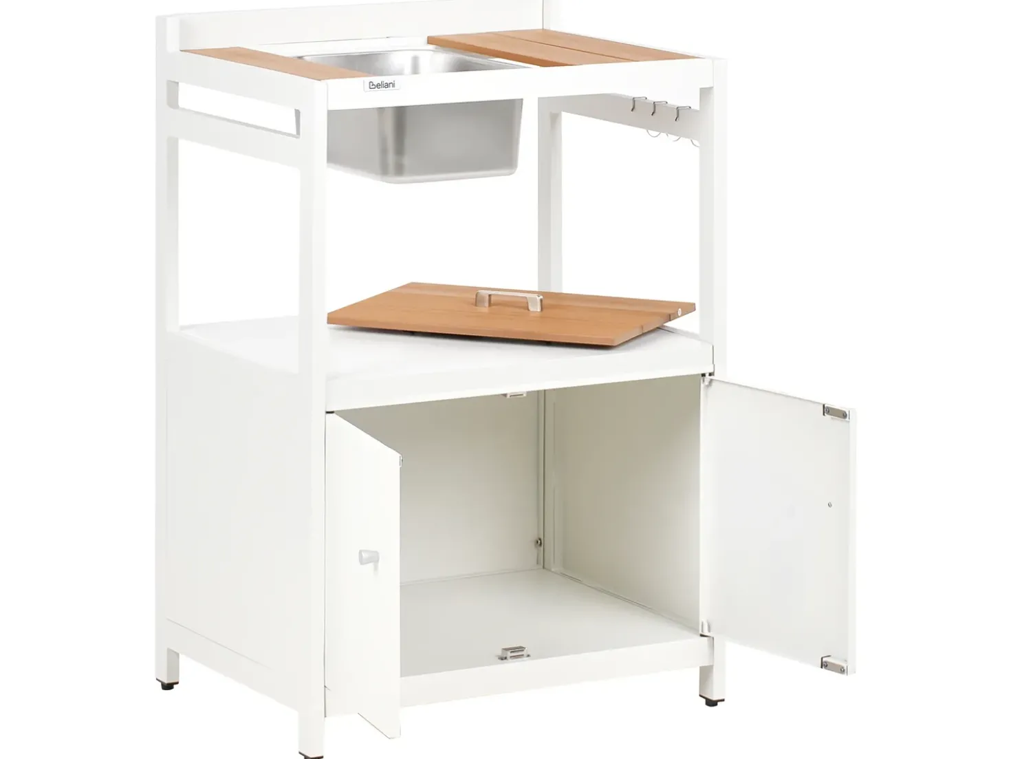 Set cucina da esterno 3 elementi con lavello ORTISEI Metallo Bianco