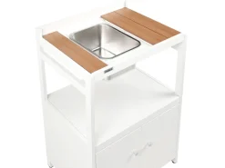Set cucina da esterno 3 elementi con lavello ORTISEI Metallo Bianco