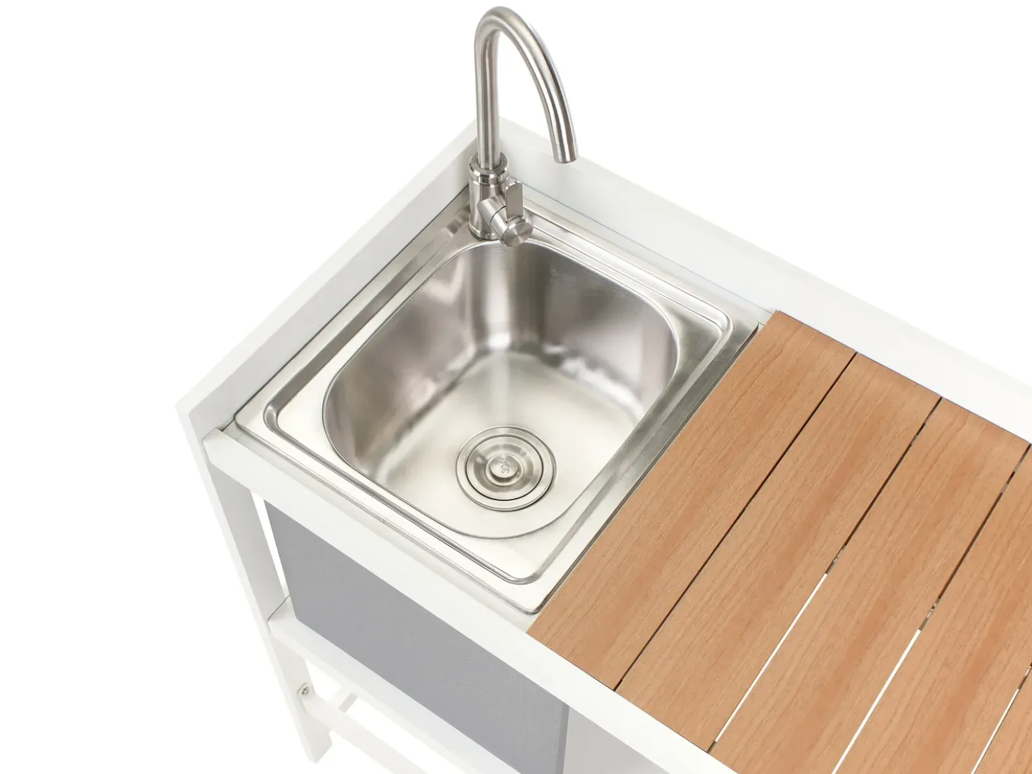 Set cucina da esterno 3 elementi con lavello ORTISEI Metallo Bianco